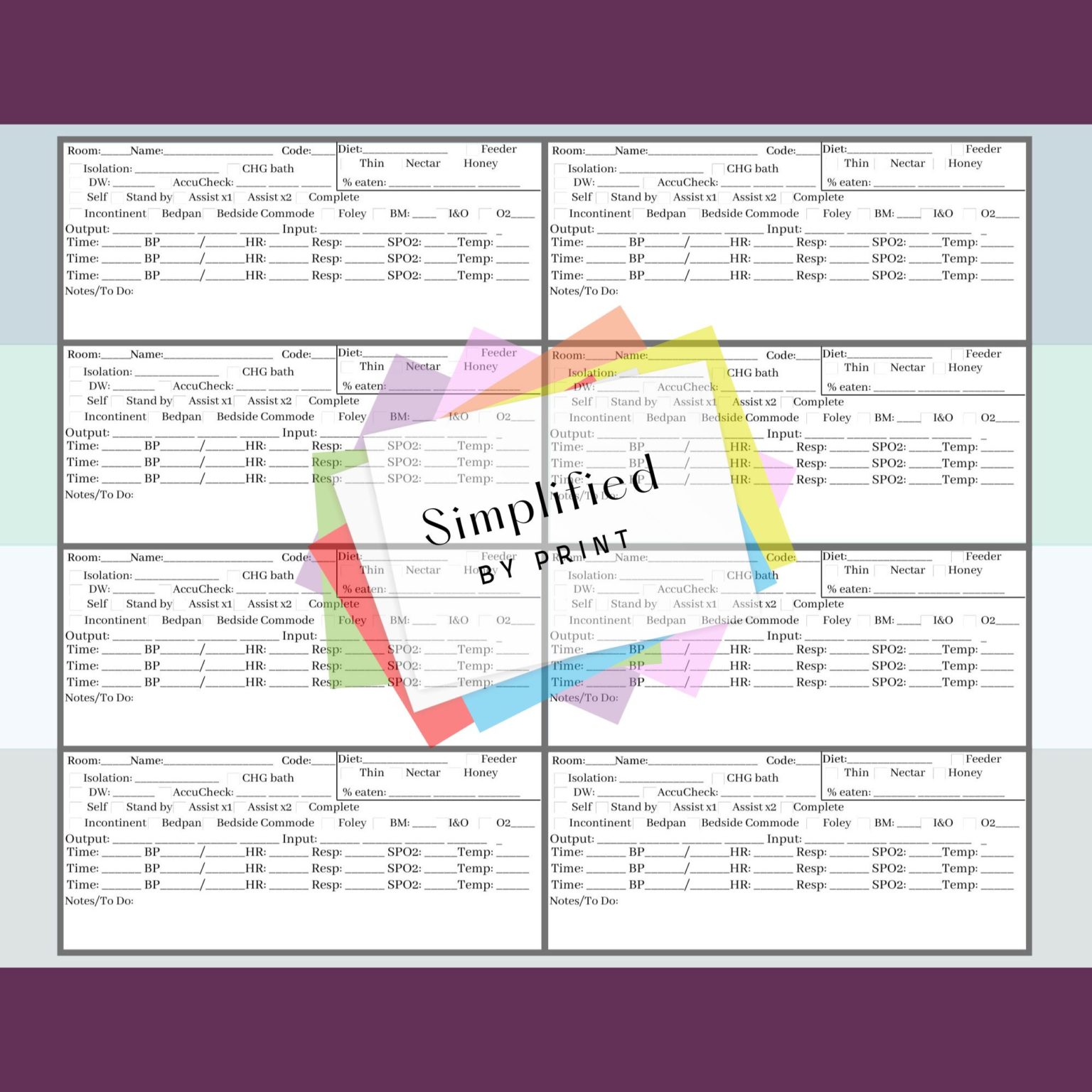 Cna Pct Report Sheet Simplified By Print