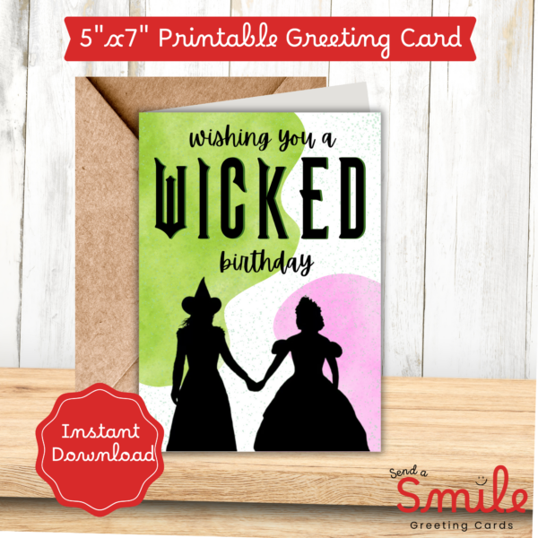 Wicked Themed Birthday Card/ Wicked Inspired / Wicked Gift / Birthday Card / Printable Card