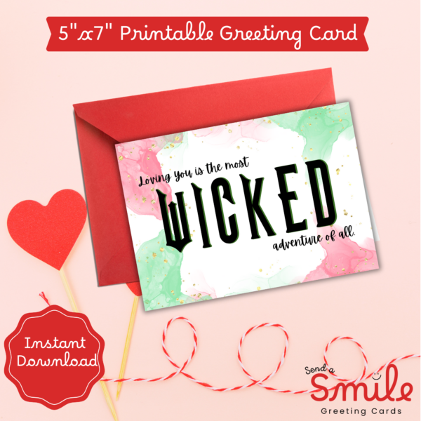 Wicked Themed Love Card/ Wicked Valentine's Day Card / Wicked Gift / Girlfriend Card / Card for Wife/ Printable Card