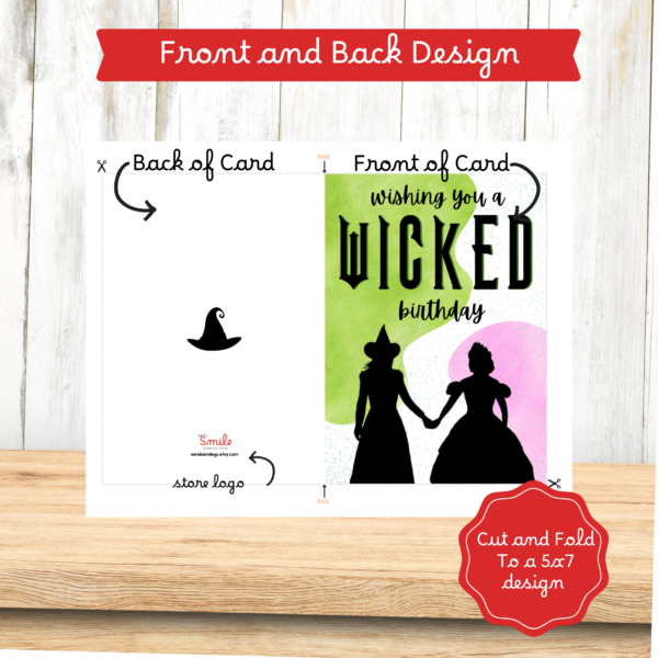 Wicked Themed Birthday Card/ Wicked Inspired / Wicked Gift / Birthday Card / Printable Card - Image 2